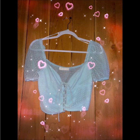 Sheer Lace-Up Blouse - Picture 1 of 5